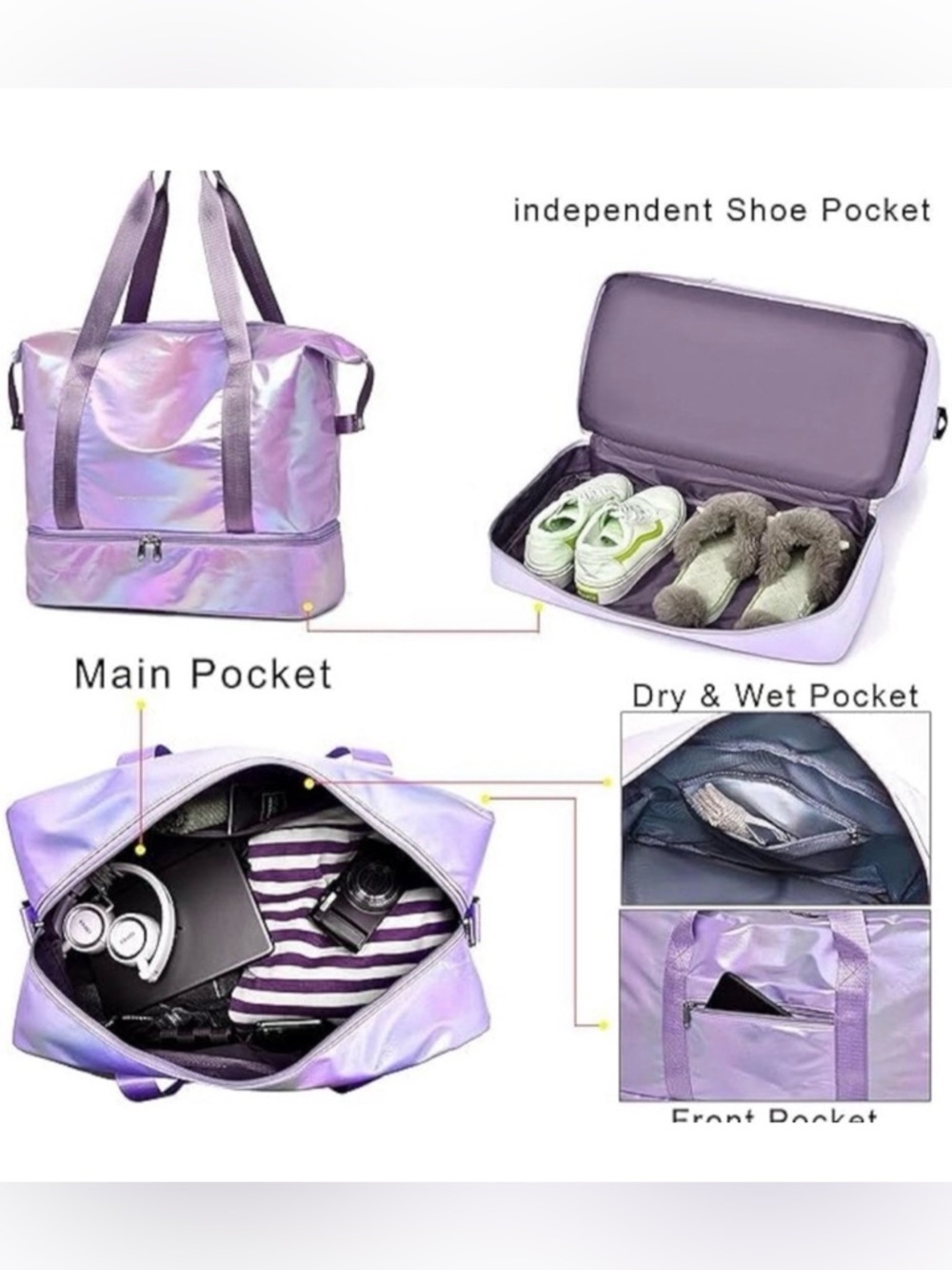 Vogue Iridescent Lavender Travel Duffel Bag